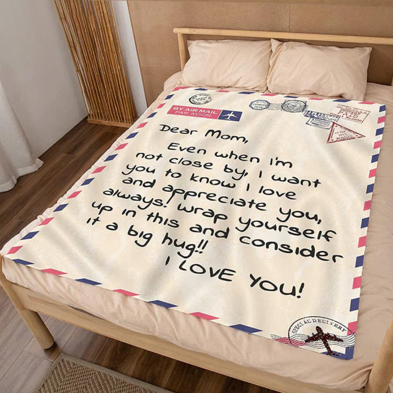 Letter Printed Flannel Throw Blanket Gift for Mom | Bowlift