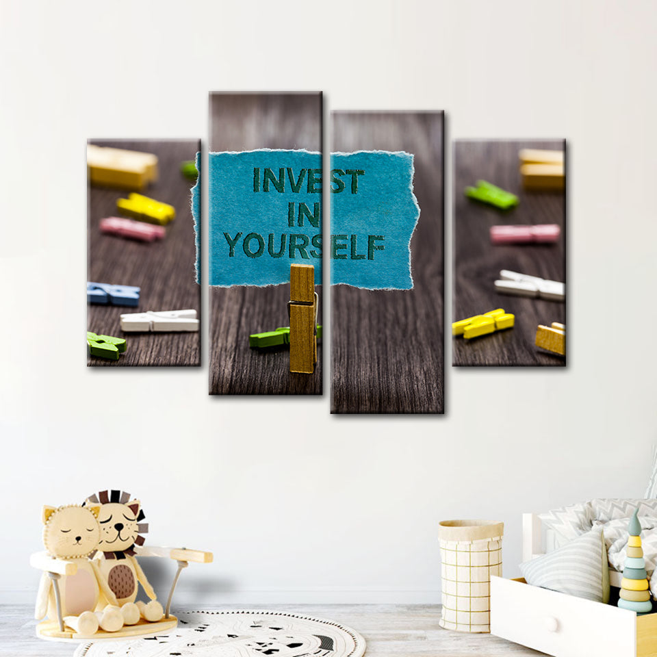 Invest In Yourself 4 Piece - Canvas Wall Art Painting | Bowlift