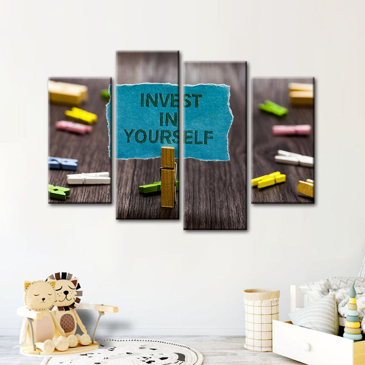 Invest In Yourself 4 Piece - Canvas Wall Art Painting | Bowlift