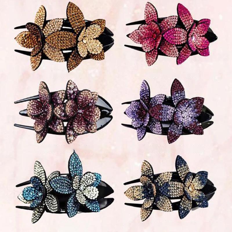 BowLift | Rhinestone Double Flower Hair Clip