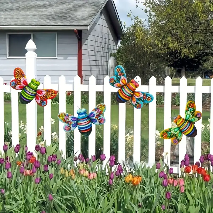 BowLift | Iron Bee Art Sculpture Hanging Wall Decorations for Garden