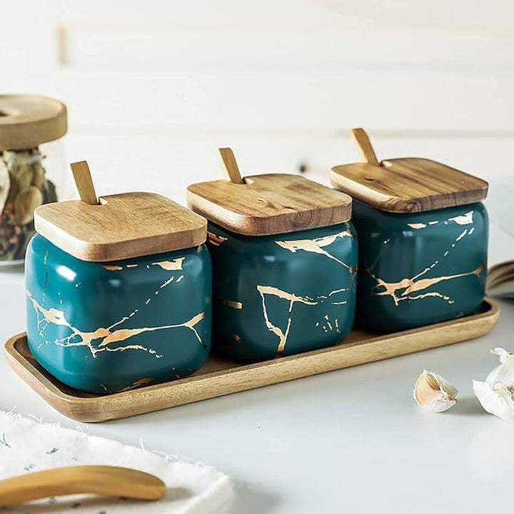 BowLift | Royal Vein Porcelain Spice Jar Set