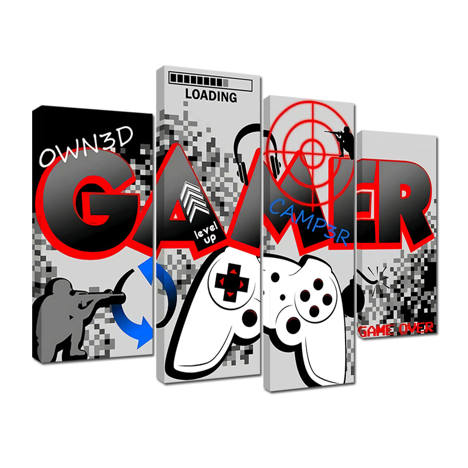 Gamer Board 4 Piece - Canvas Wall Art Painting | Bowlift
