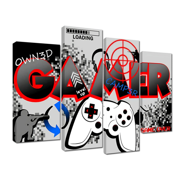 Gamer Board 4 Piece - Canvas Wall Art Painting | Bowlift