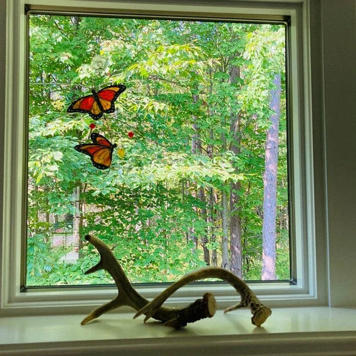 Stained Monarch Butterfly Glass Window Decor | Bowlift