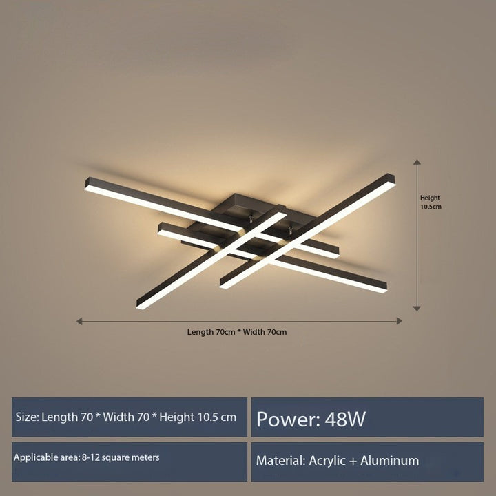 Modern Linear 4-Head LED Ceiling Light (Dimmable, White or Black)