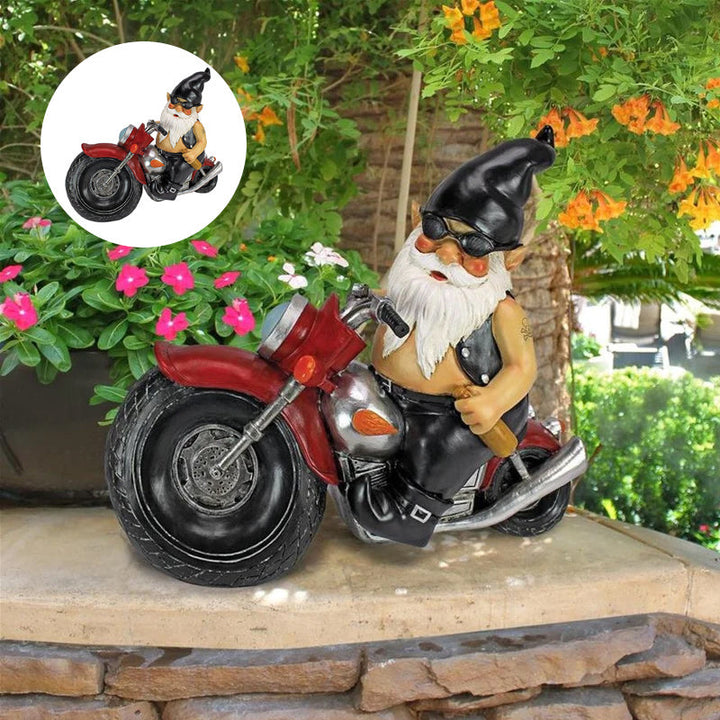 The Biker Gnome Statue Mini Garden Decoration | Bowlift