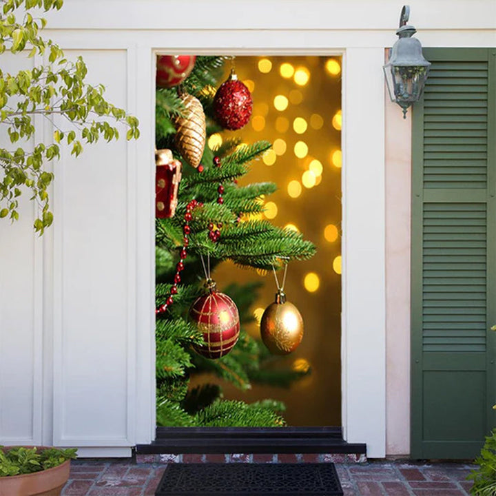 BowLift | Christmas Door Decoration | Fabric Door Cover | Washable & Reusable