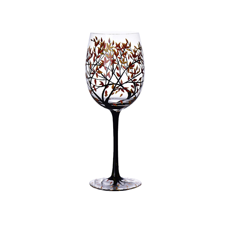 Four Seasons Tree Wine Glasses - Hand Painted Art | Bowlift