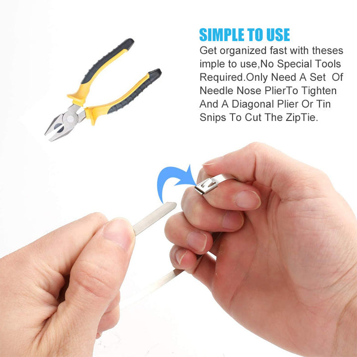 BowLift | Multi-Purpose Locking Cable Metal Zip Ties (100 PCs)
