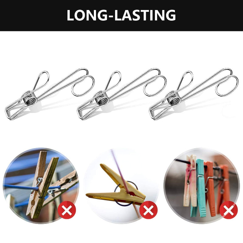 BowLift | Stainless Steel Metal Long Tail Clip (6 pcs/set)