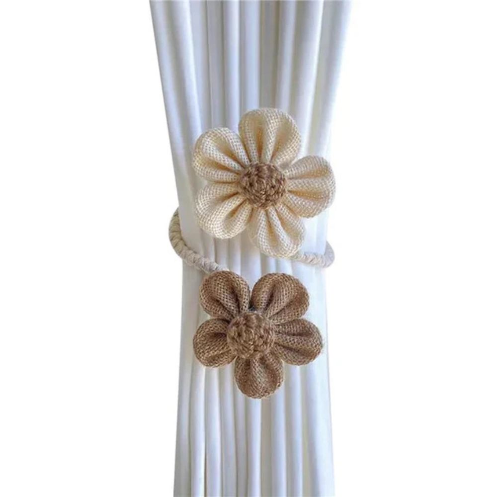 BowLift | Floral Hemp Curtain Tie Back | 2Pcs Set