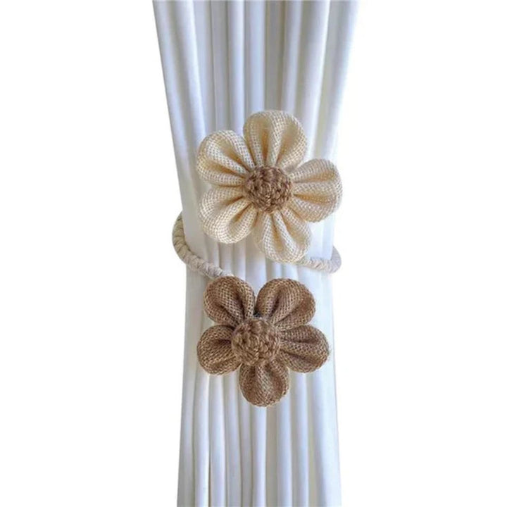 BowLift | Floral Hemp Curtain Tie Back | 2Pcs Set