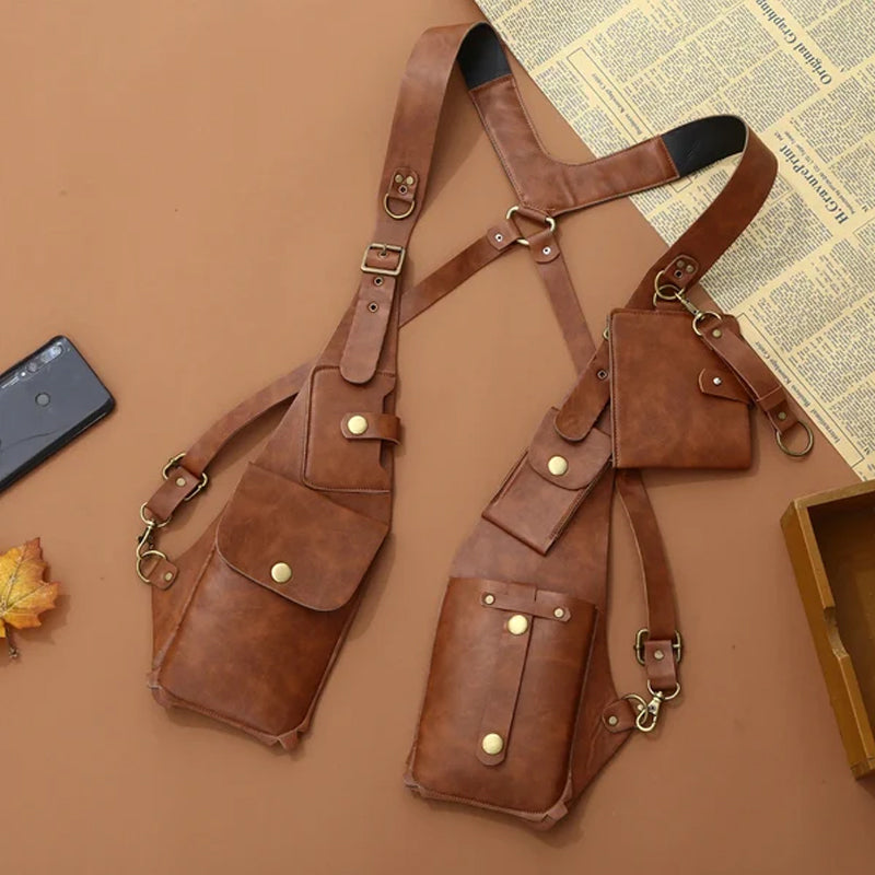 Medieval Steampunk shoulder bag with retro strap | Bowlift