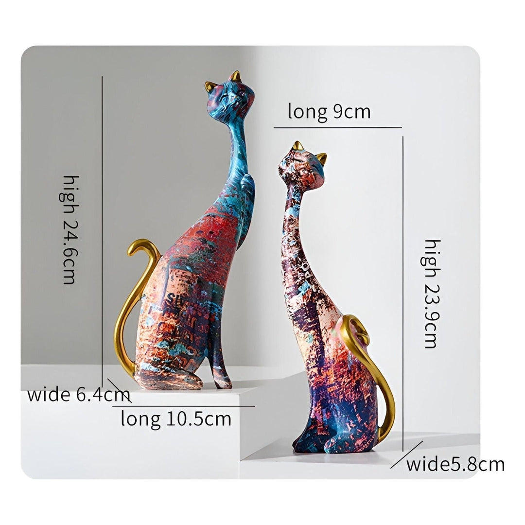 Sweet Lovers - Hand-painted Cat Couple Sculpture for Eternal Affection | Bowlift