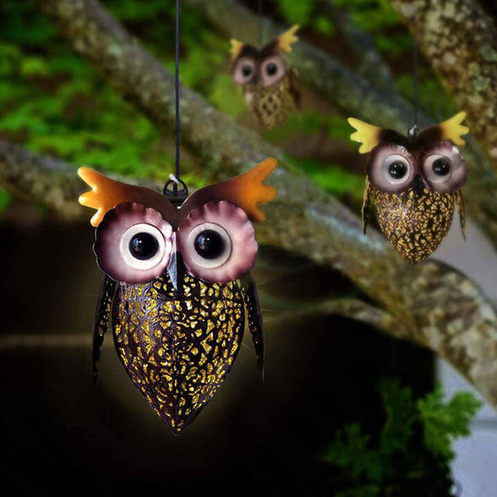 BowLift | Solar Waterproof Wrought Iron Hollow Owl Design LED Outdoor Hanging Light