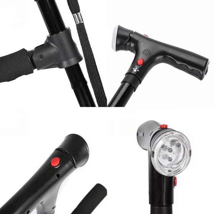 MobilityMate Folding Cane Collapsible Walking Stick | Telescopic Walking Stick - Lightweight Cane - for Seniors and Travellers Bowlift