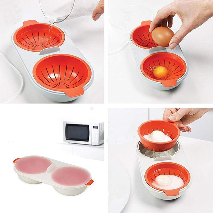 Microwave Egg Poacher Food Grade, 2-Cup Portable Egg Cooker | Bowlift