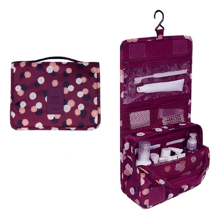 BowLift | TravelEase – Water-repellent Cosmetic Bag with Hook and Compartments | Travel Toiletry Bag