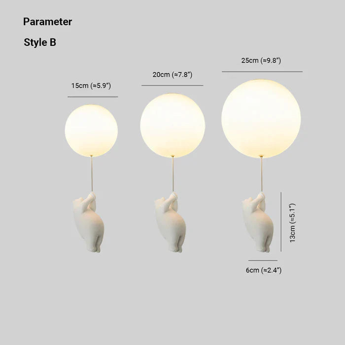 Children's Ceiling Lamp with Bear and Balloon - CloudBear | Bowlift
