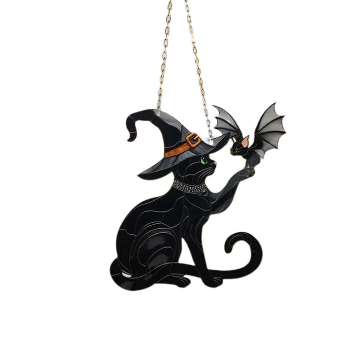 BowLift | Black Cat Touching Bat Window Hanging