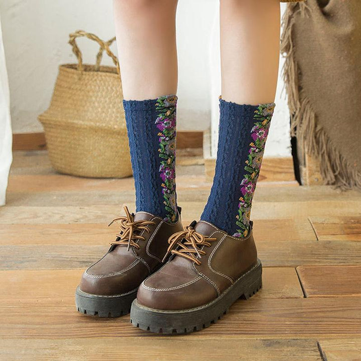 BowLift | 🧦🌸Vintage Embroidered Flower Socks (5 Pairs)