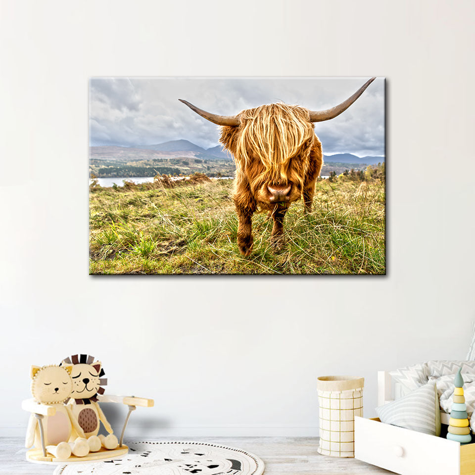 Cute Wild Cow - Canvas Wall Art Painting | Bowlift