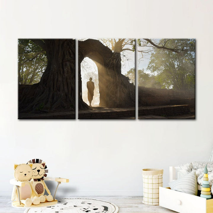 Lone Man Nature-Canvas Wall Art Painting 3 Pieces | Bowlift