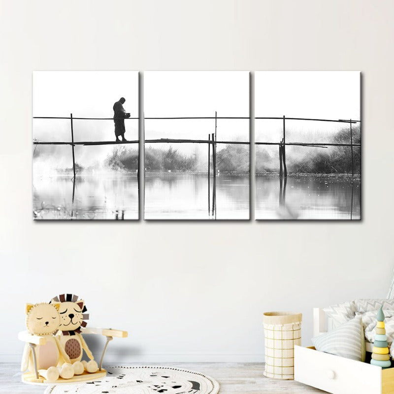 Water Bridge-Canvas Wall Art Painting 3 Pieces | Bowlift