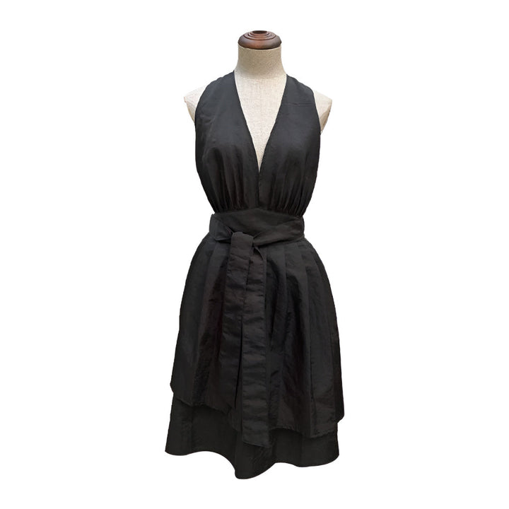 BowLift | V-Neck Halter Black Tie-Back Apron