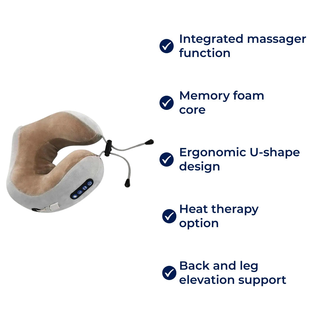 Eleviva | U-Shaped Neck Massager – Travel Pillow with Memory Foam – Elevation – Back Support – Snoring – Legs – Relaxation Bowlift