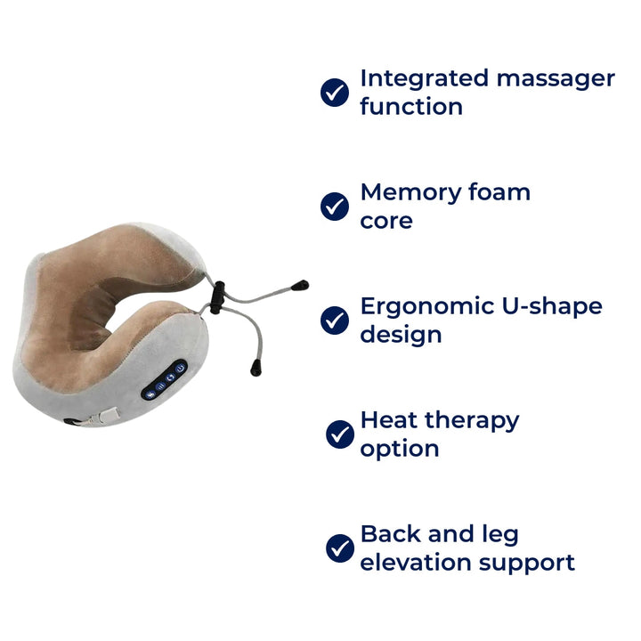 Eleviva | U-Shaped Neck Massager – Travel Pillow with Memory Foam – Elevation – Back Support – Snoring – Legs – Relaxation Bowlift