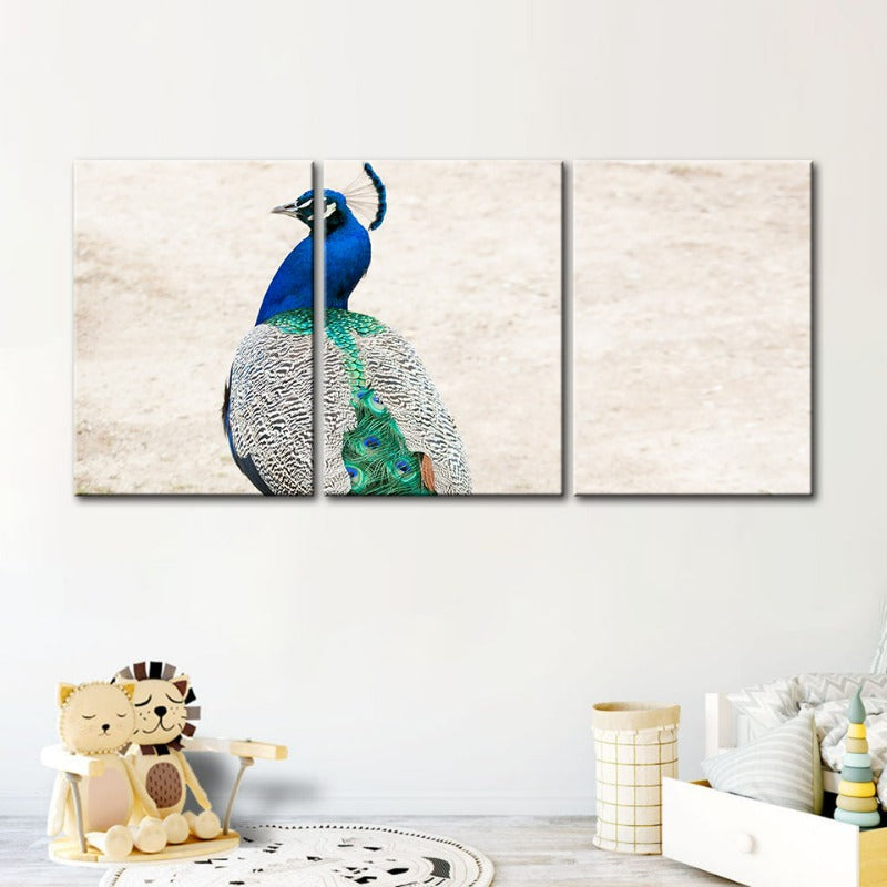 Skirted Elegant Peacock-Canvas Wall Art Painting 3 Pieces | Bowlift
