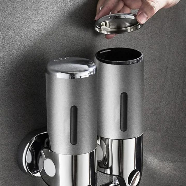 BowLift | Wall Mounted Soap Dispenser | SudsStation Bathroom Organizer | Stainless Steel & ABS | 16.9 fl oz | Set of 1–3