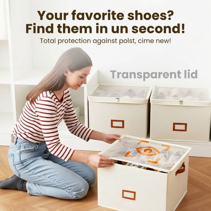 Foldable shoe box made of fabric with lid | Bowlift