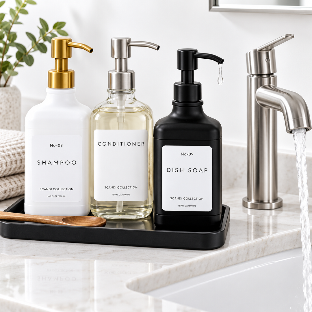 Refillable Luxury Pump Dispenser Set for Hand Wash and Dish Soap Bowlift