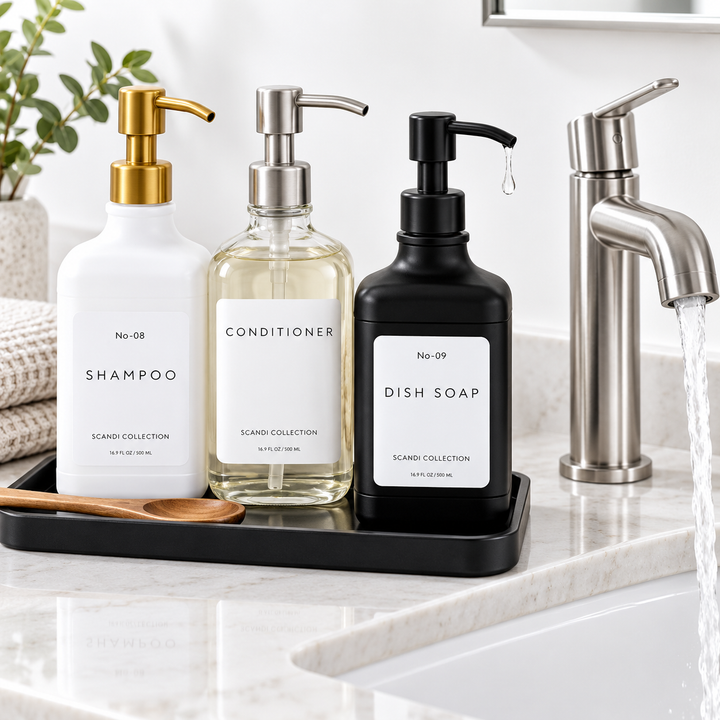 Refillable Luxury Pump Dispenser Set for Hand Wash and Dish Soap Bowlift