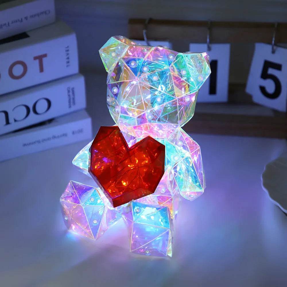 BowLift | Laser Cross-border Colorful Bear Birthday Christmas Gift Diy Decoration Valentine's Day Gift Bear Night Light