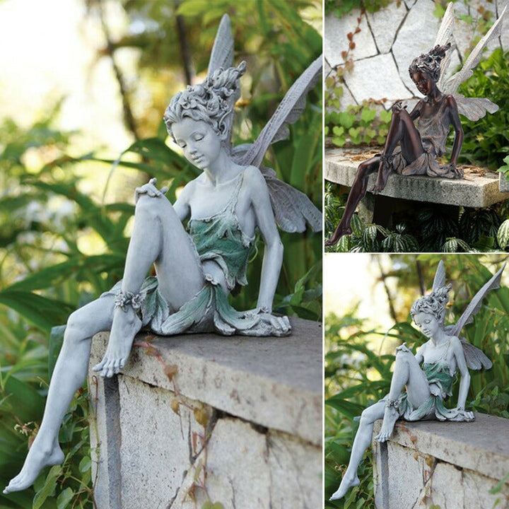 BowLift | Statue of sitting fairy in the garden
