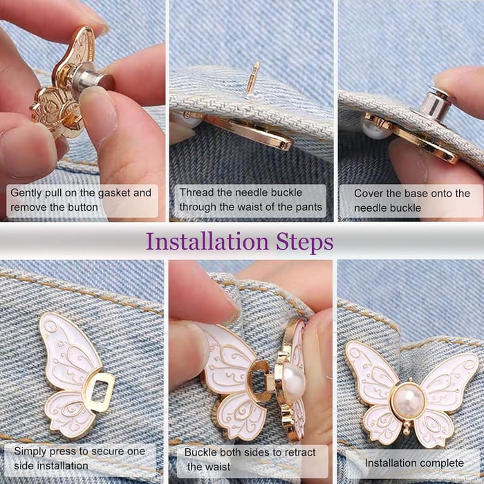BowLift | Detachable Clothing Clips | Adjustable Metal Waist Pins | No-Sew Jean & Skirt Fasteners