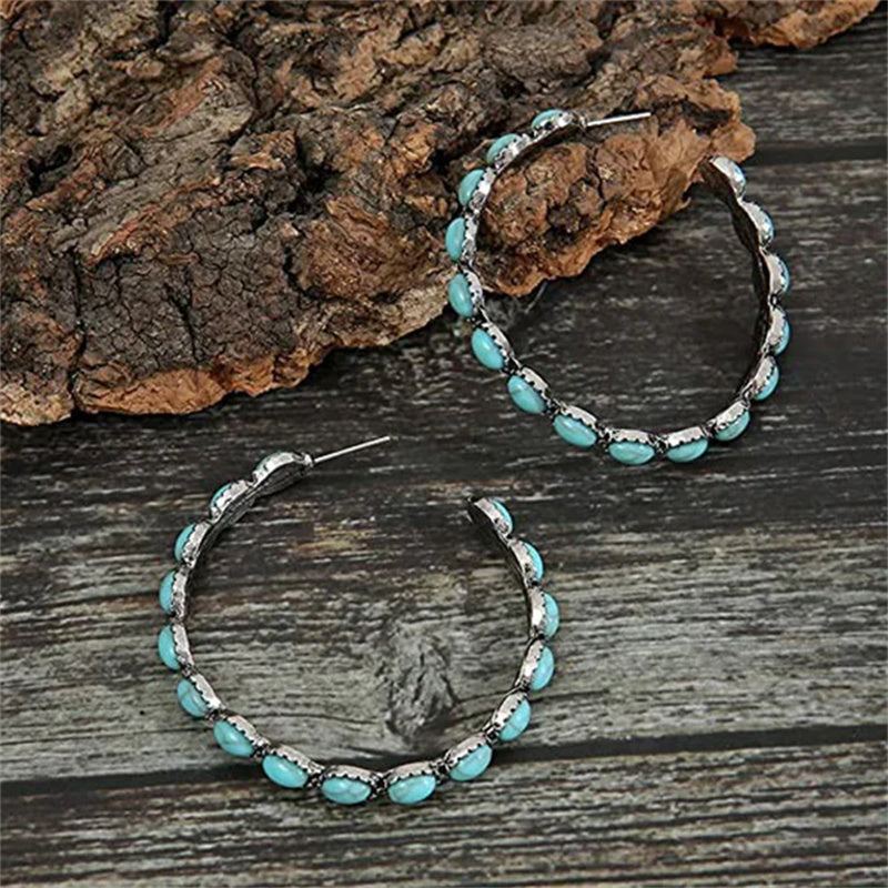 BowLift | Vintage C-Shaped Turquoise Hoop Earrings
