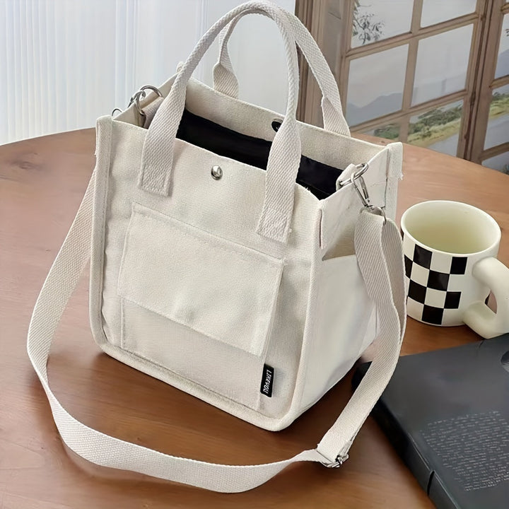 BowLift | UrbanEase Canvas Slingbag – White Shoulder Bag with Magnetic Closure and Adjustable Strap