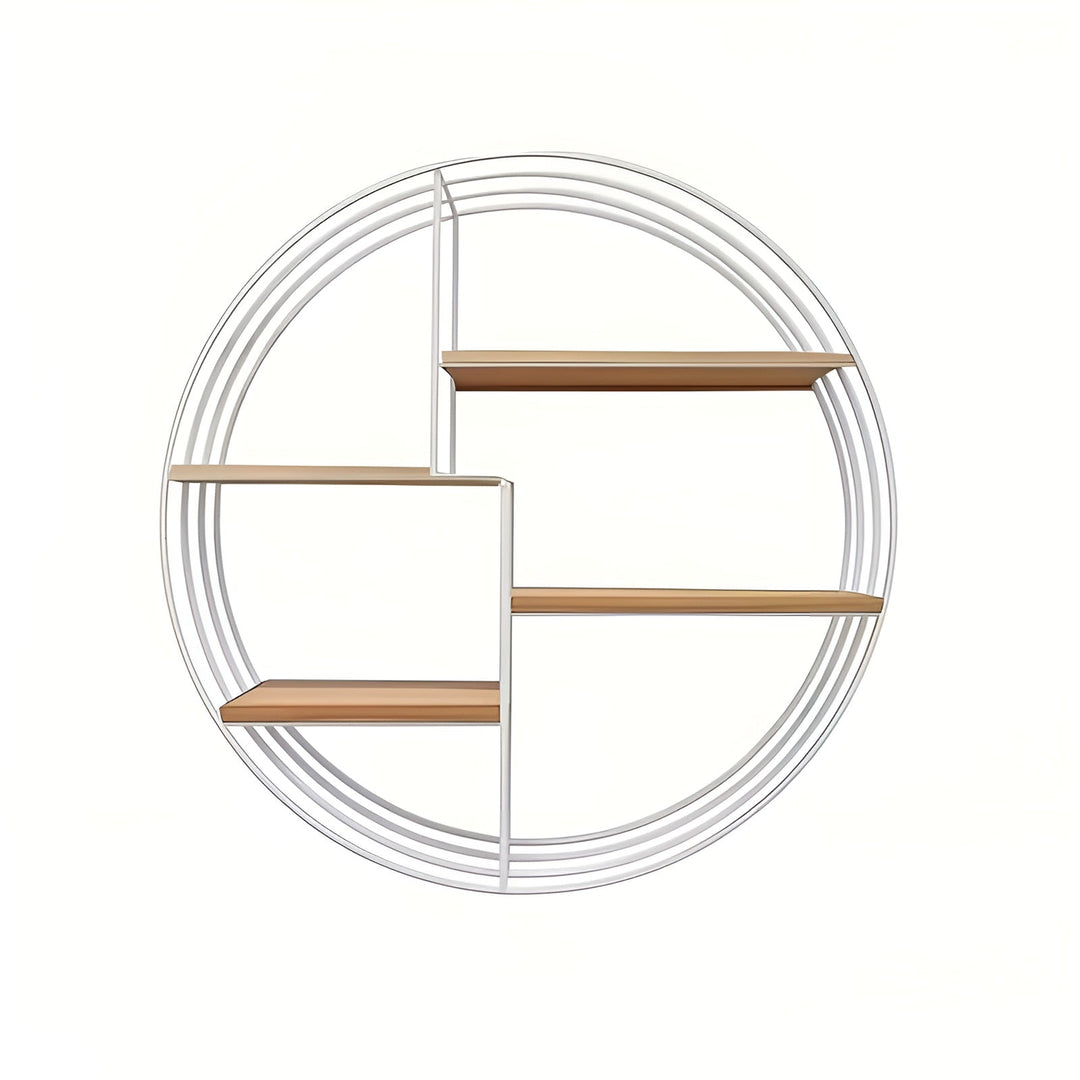 Round Wall Shelf with 4 Levels – Retro Design made of Wood & Metal | Decorative Hanging Shelf for Living Room, Bathroom & Bedroom | Bowlift