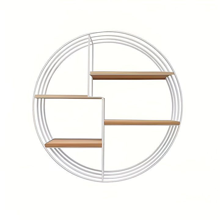 Round Wall Shelf with 4 Levels – Retro Design made of Wood & Metal | Decorative Hanging Shelf for Living Room, Bathroom & Bedroom | Bowlift