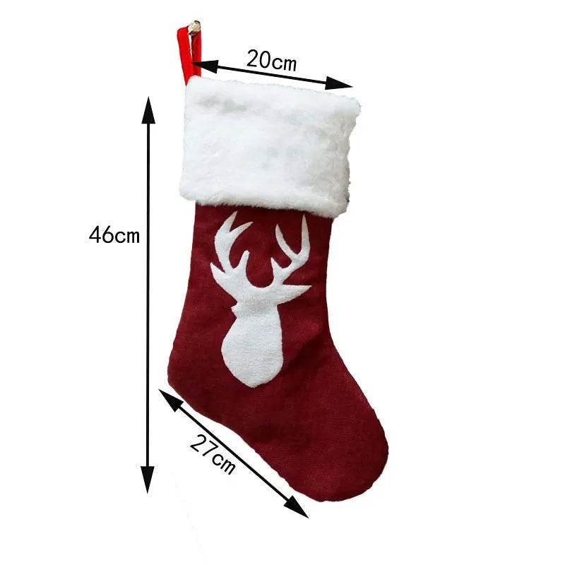 BowLift | Christmas Stockings Gift Bag Red Hemp Elk Embroidery Christmas Stockings Gift Pendant