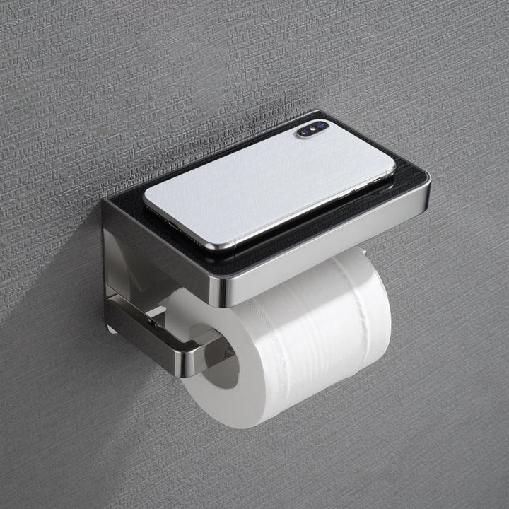 BowLift | 5-piece modern bathroom accessories as single item or in set Polished chrome bathroom set