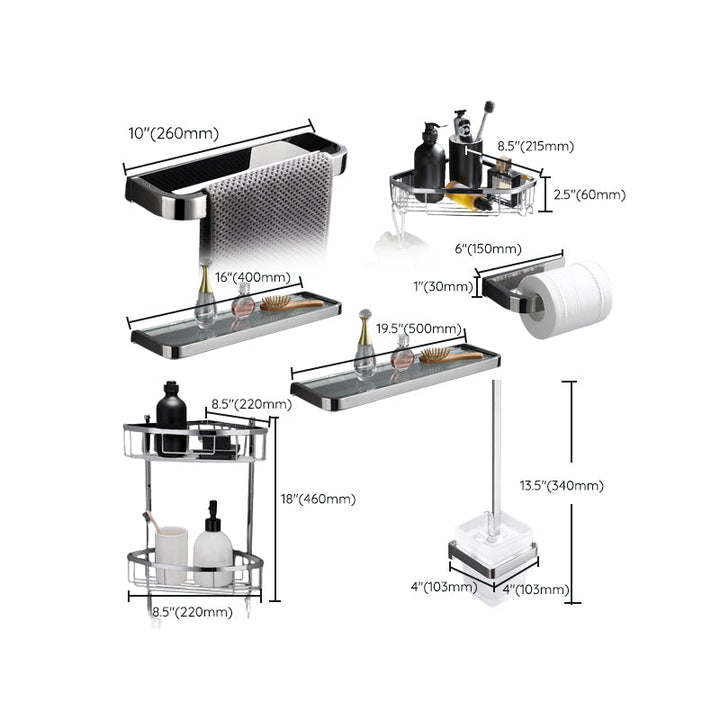 BowLift | 5-piece modern bathroom accessories as single item or in set Polished chrome bathroom set