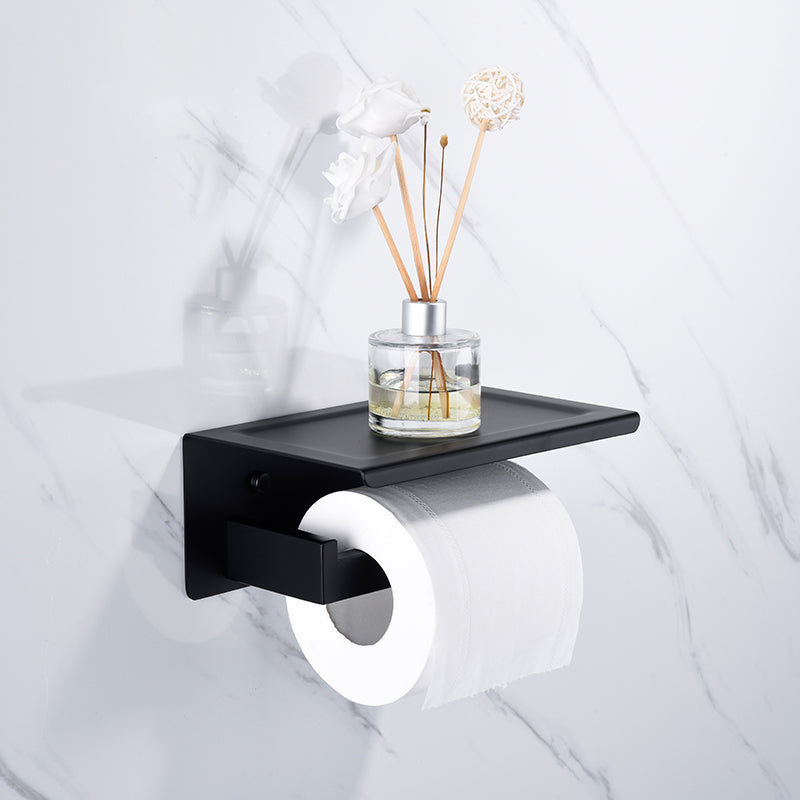 BowLift | Matte Black 5-piece modern bathroom accessory as individual piece or as set with towel bar