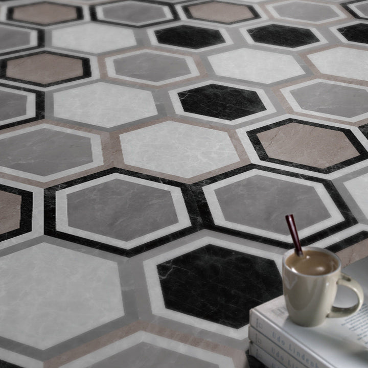 BowLift | Peel & Stick Vinyl Floor Mat Dark Vinyl Floor with Brick Look