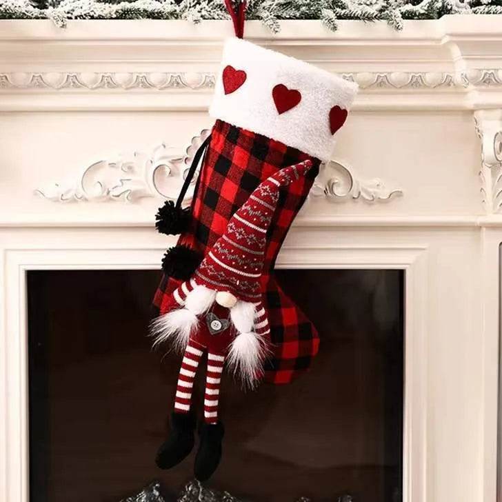 BowLift | Red And Black Plaid Hanging Feet Stockings Christmas